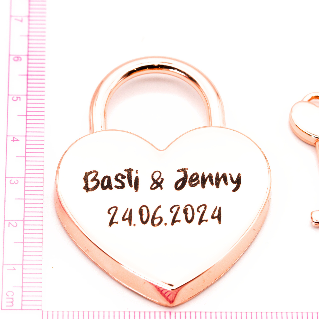 Herz-Liebesschloss groß (roségold) mit personalisierter Lasergravur – Das perfekte Geschenk für Verliebte!