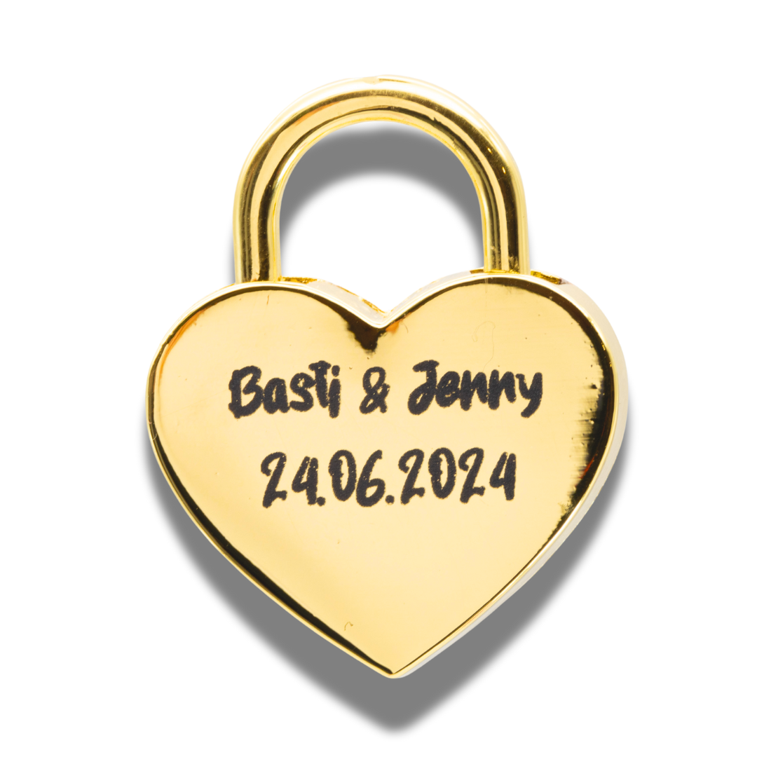Herz-Liebesschloss klein (gold) mit personalisierter Lasergravur – Das perfekte Geschenk für Verliebte!