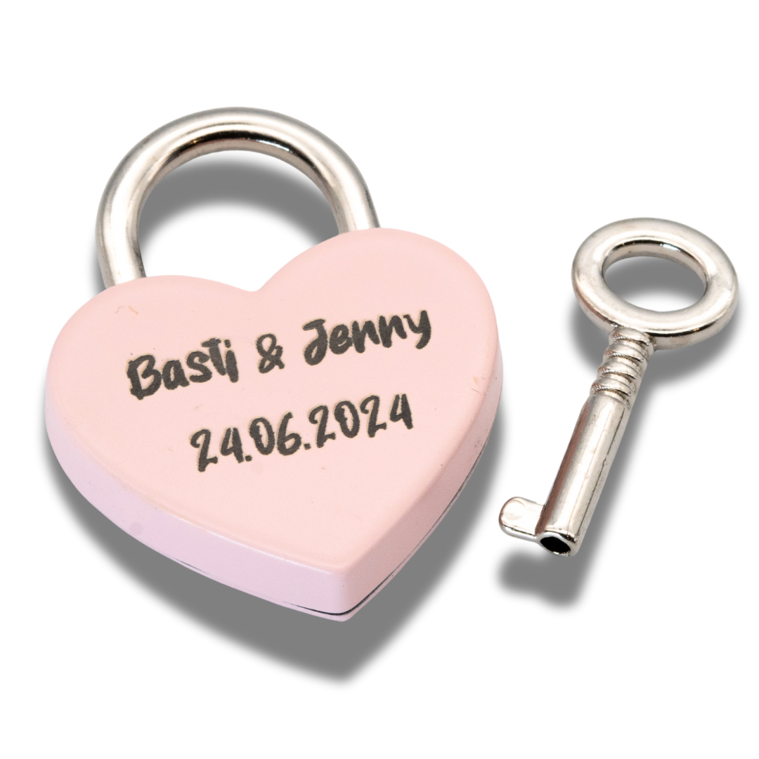 Herz-Liebesschloss klein (rosa) mit personalisierter Lasergravur – Das perfekte Geschenk für Verliebte!