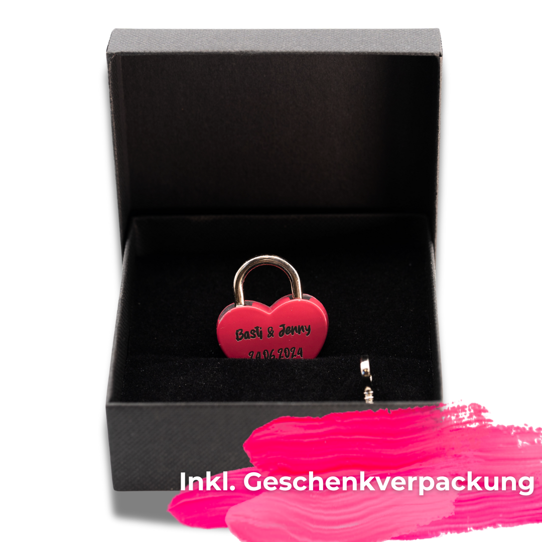 Herz-Liebesschloss klein (pink) mit personalisierter Lasergravur – Das perfekte Geschenk für Verliebte!