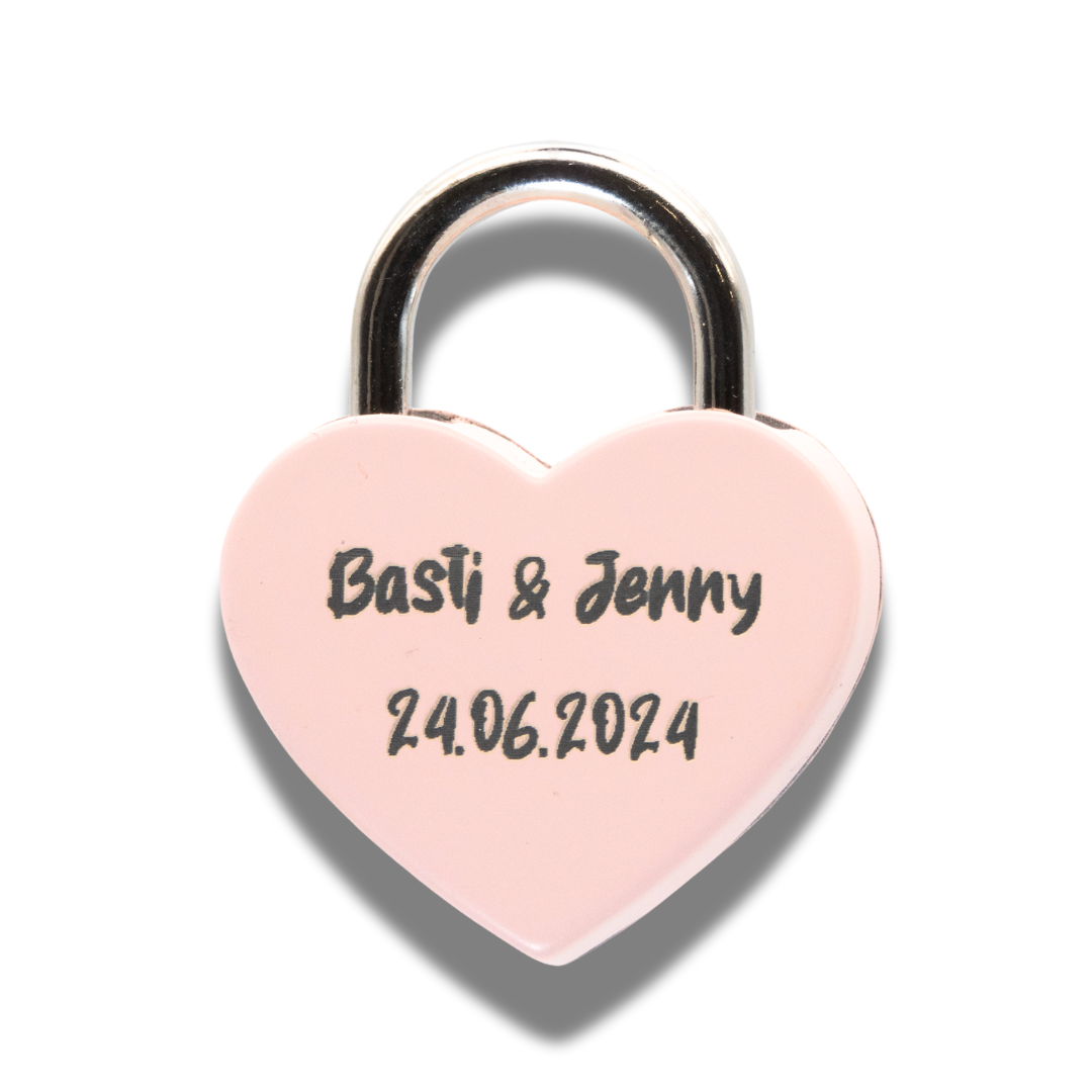 Herz-Liebesschloss klein (rosa) mit personalisierter Lasergravur – Das perfekte Geschenk für Verliebte!