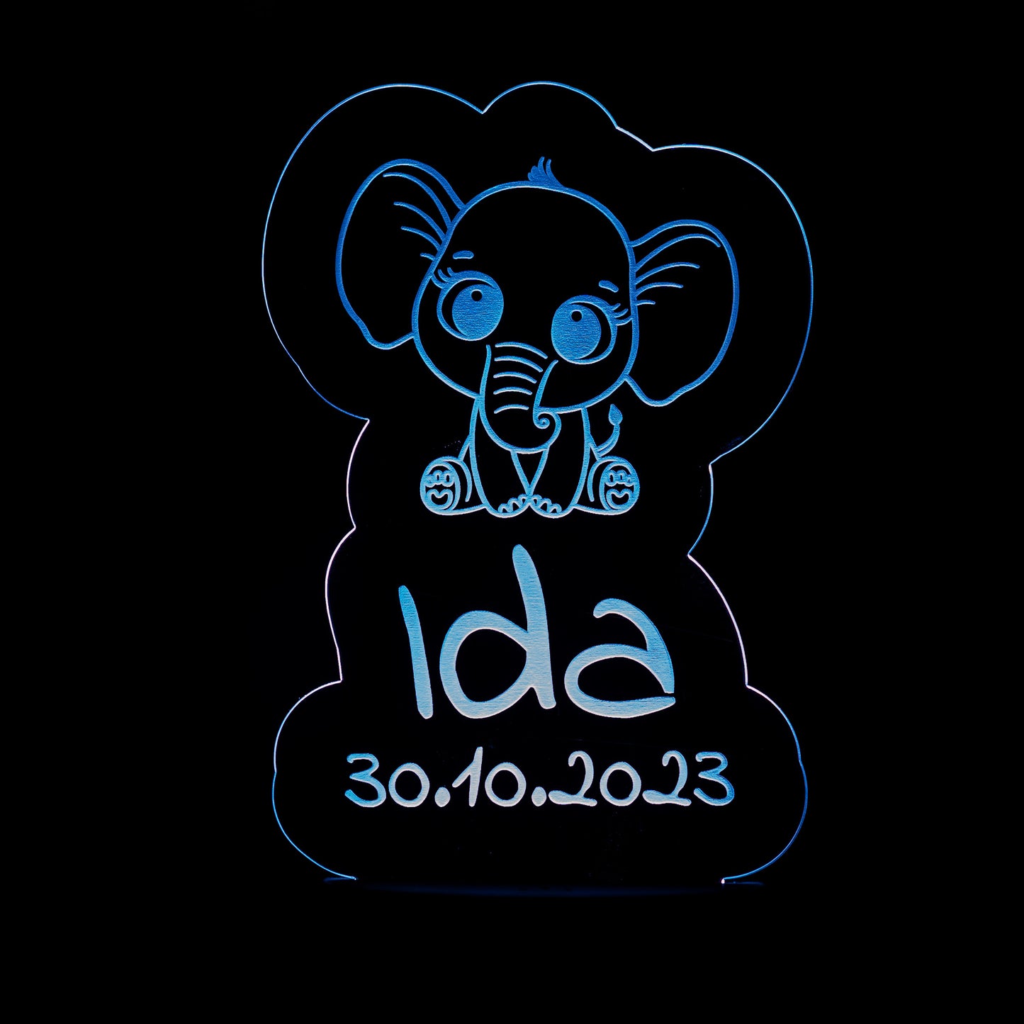 Nachtlicht Baby Tiere mit Name und Datum. Perfektes Geschenk zur Geburt. RGB Beleuchtung mit Fernbedienung. Batterie oder USB betrieben - Lovely Laser Design