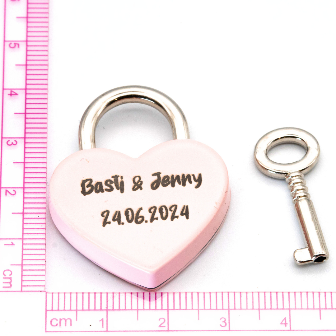 Herz-Liebesschloss klein (rosa) mit personalisierter Lasergravur – Das perfekte Geschenk für Verliebte!