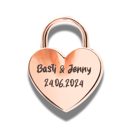 Herz-Liebesschloss groß (roségold) mit personalisierter Lasergravur – Das perfekte Geschenk für Verliebte!