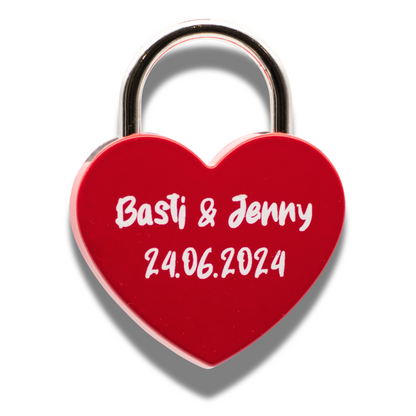 Herz-Liebesschloss groß (rot) mit personalisierter Lasergravur – Das perfekte Geschenk für Verliebte!