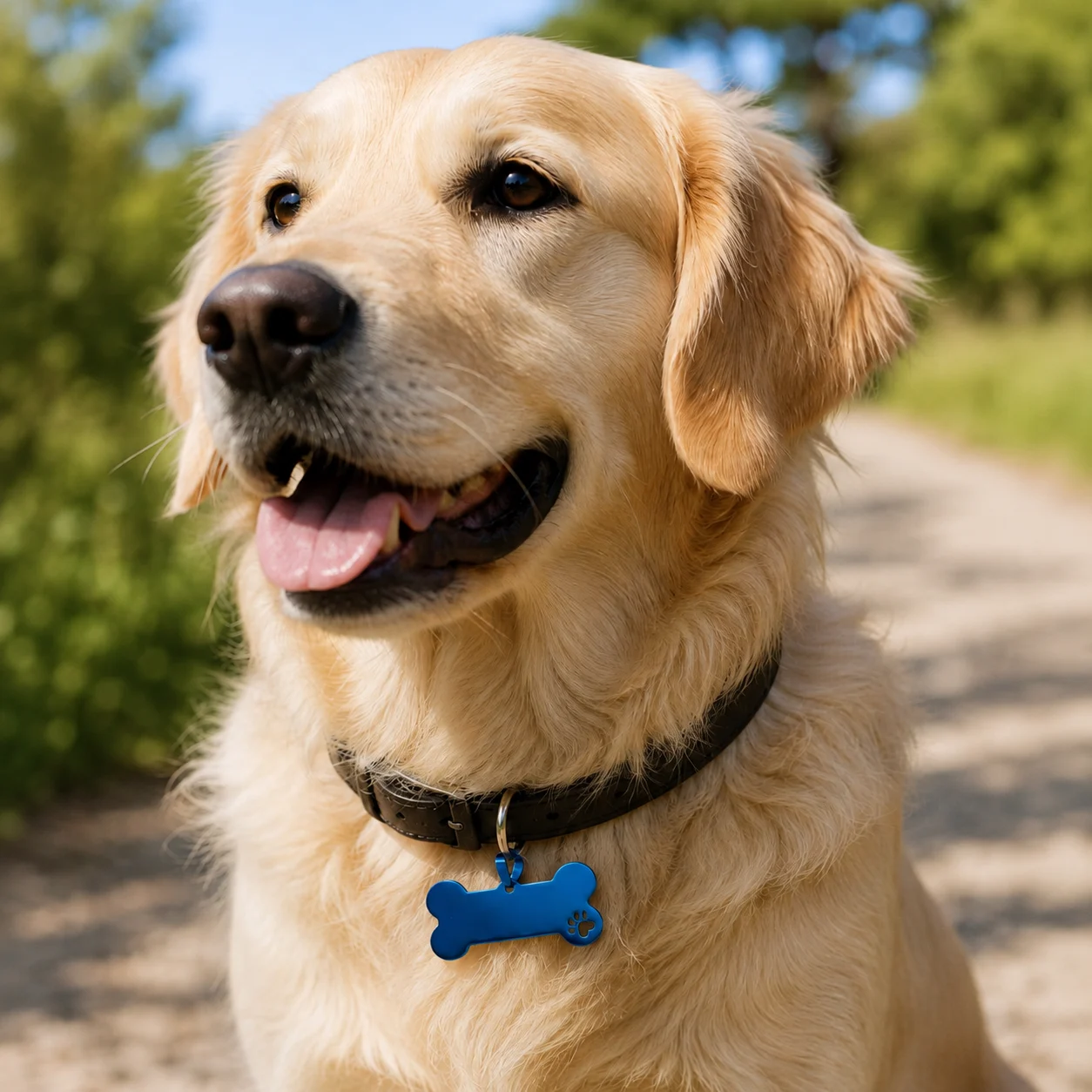 Blau Hundemarke in Knochenform, graviert mit dem Namen des Hundes auf der Vorderseite – Bild 5 von 6