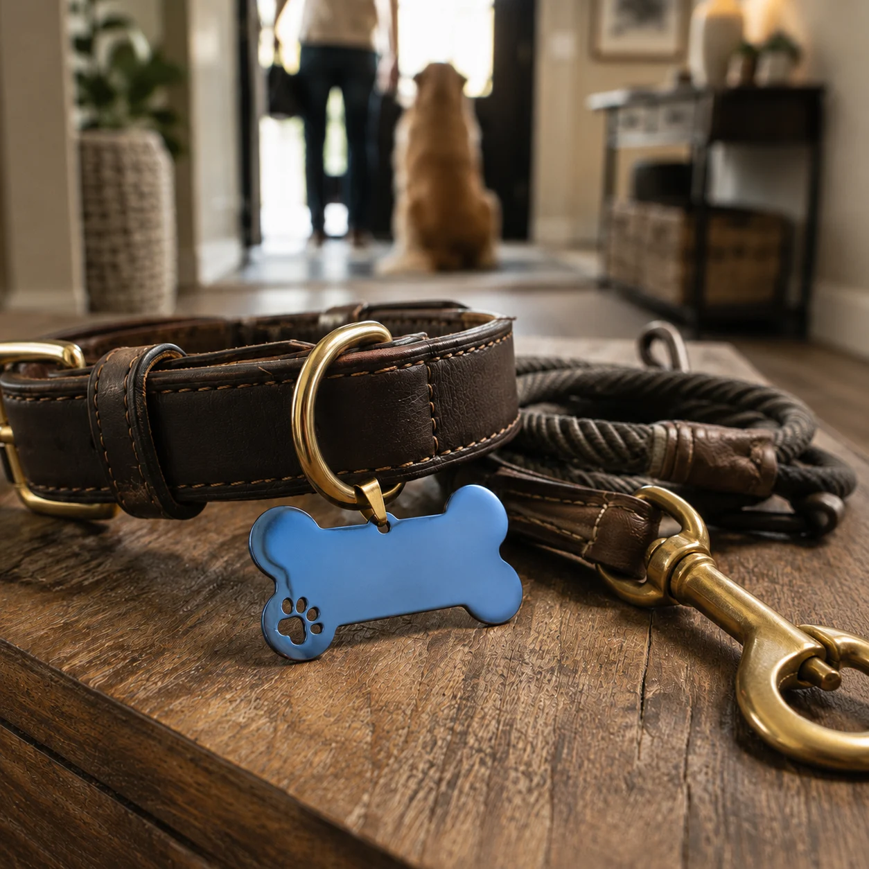 Blau Hundemarke in Knochenform, graviert mit dem Namen des Hundes auf der Vorderseite – Bild 6 von 6